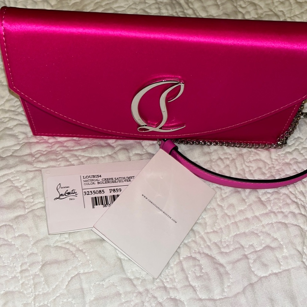 New With Tags Christian Louboutin Crepe Satin / Met Crossbody Authentic